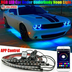 Car Underglow Light Flexible Strip LED Underbody Lights Remote APP Control Car Led Neon Light RGB Decorative Atmosphere Lamp (Option: APP Control)